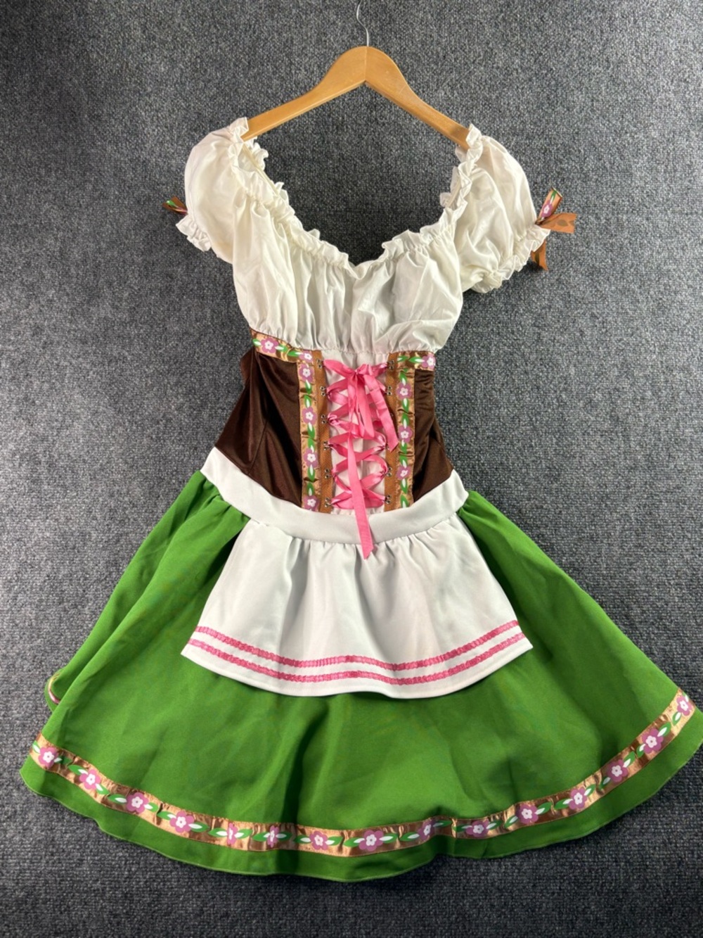 Leg Avenue Brown and White Drindl Dress Top beer  garden German Octoberfest
